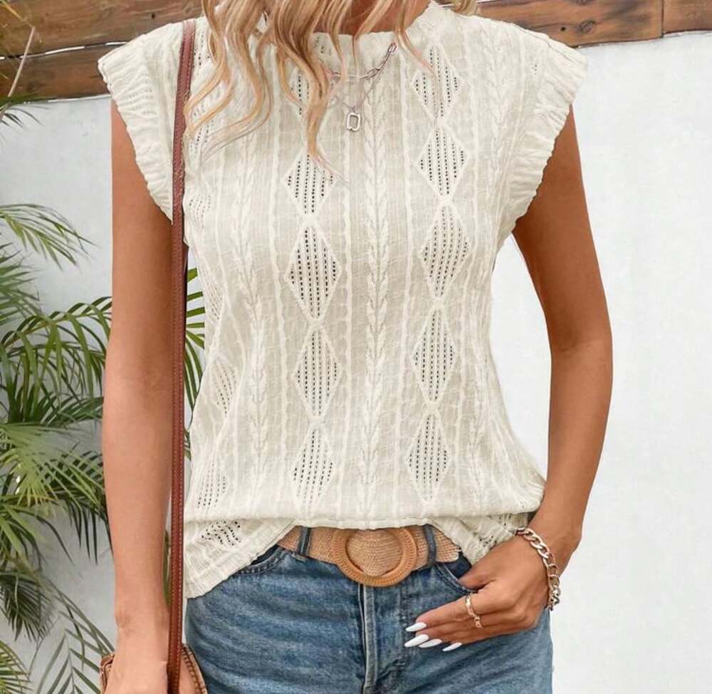 SHEIN Round Neck Knitted Jacquard Pullover T-Shirt for Sale